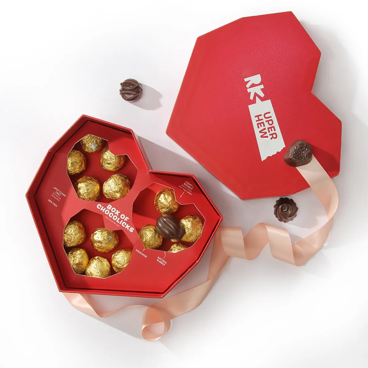 علبة حلوى هدية عيد الحب علبة شوكولاته صلبة على شكل قلب