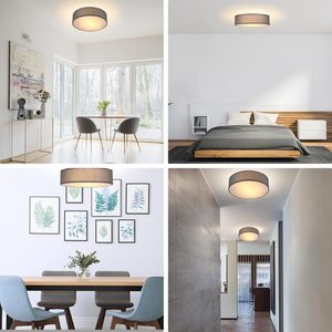 Plafonnier LED moderne à 2 flammes de 38cm avec tissu <span class=keywords><strong>gris</strong></span> E27 de 40W pour le salon, la chambre, le couloir et la cuisine. - Product Image 2