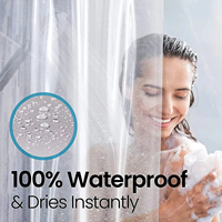 Rideau de Douche Semi-Transparent en PEVA avec Poches de Rangement, Épais, Imperméable et Anti-Moisissure