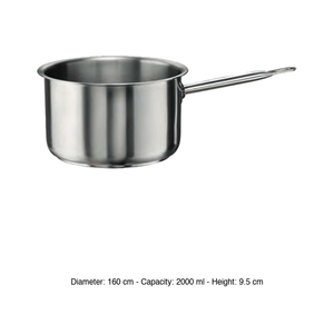 Deep Stainless Steel <b>Saucepan</b> Ø 16 cm H 9.5 cm, 2 L Pintinox - Product Image 3