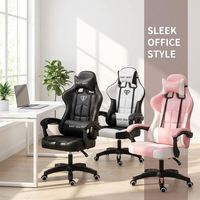 Chaise de jeu ergonomique moderne en cuir PU pivotante avec fonctions de massage et de refroidissement, base en acier inoxydable pour PC et jeux à domicile