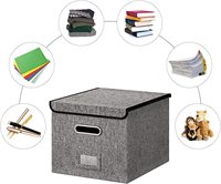 Boîtes de rangement de fichiers en lin pliables avec couvercle organisateur de bande dessinée et de vêtements pour utilisation de garde-robe systèmes de placard et organisateurs