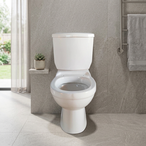 Ceramic Two Piece P-<b>Trap</b> Lavatory Dual Flush Floor Mounted Water Closet with Side Flushing and Eco-Friendly Features - Product Image 2
