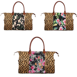 Fashion Colored Floral Leopard Camo <strong>Patchwork</strong> Print PU Leather Travel Woman Tote <strong>Bag</strong> - Product Image 5