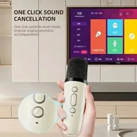 Speaker Karaoke Caixa De Som dengan Mikrofon, Mesin Lampu Mini Portabel, Kotak Suara, Lampu Musik Nirkabel