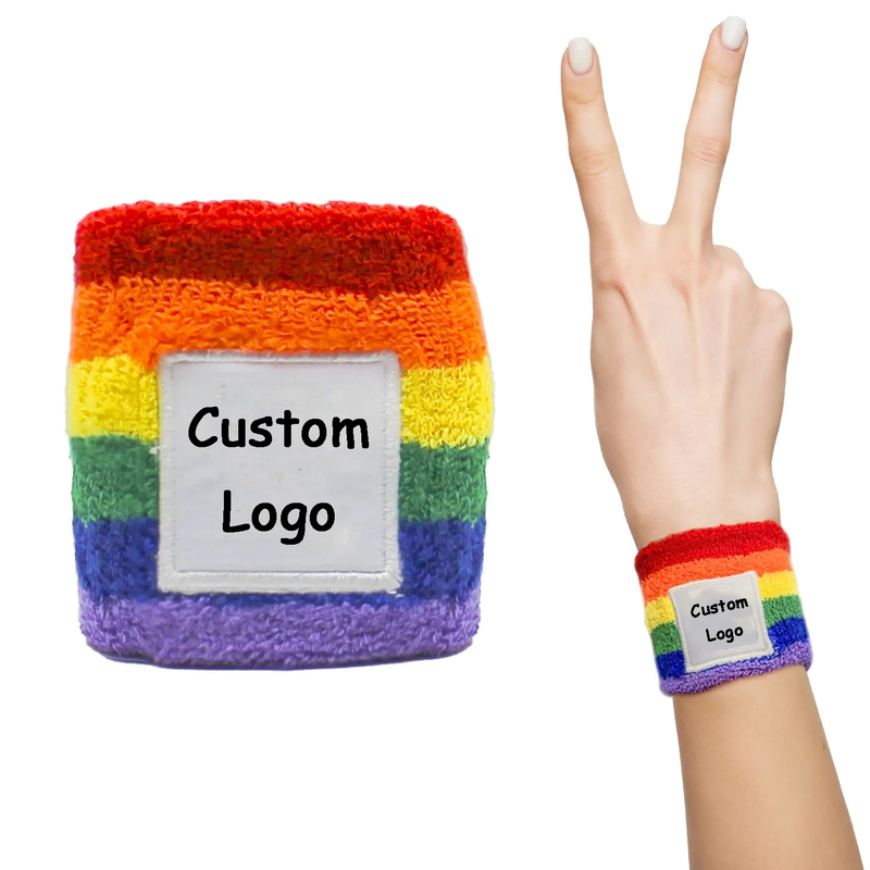 Custom Logo Pride Rainbow Wrist Sweatband