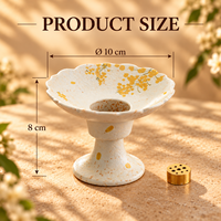 Pembakar Dupa Keramik Berkaki Tinggi dengan Tempat Dupa Sembilan Lubang, Dilukis Tangan Motif Bunga Rapeseed, Tempat Dupa Retro untuk Teh