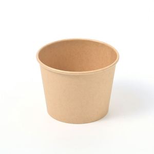 Lot de contenants écologiques ronds en papier kraft jetables pour soupes et bouillies de camping avec couvercle en plastique transparent, compatibles micro-ondes - Product Image 3