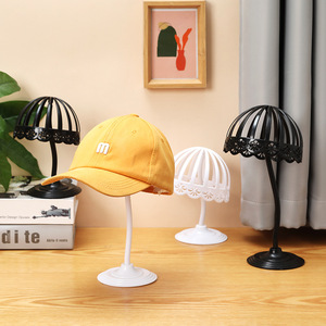 Hat Display Rack Plastic Desktop Wig Holder Stand For Hat And Cap Storage With Decorative Design - Product Image 1