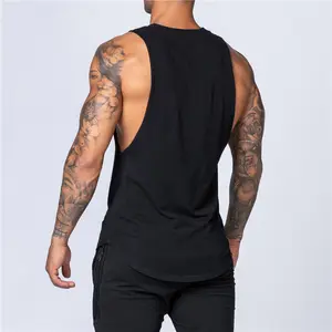 Wholesale Custom Logo Cotton Running Singlet Muscle Athletic Shirts Sleeveless Fitness Wear Workout Men Gym Tank Top For Men