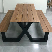 Table à manger moderne en métal ensemble de chaises banc de pique-nique commercial d'extérieur meubles de patio pour parc hôtel école ou villa ensemble de table