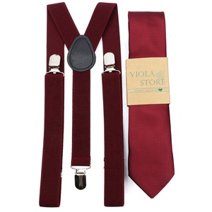 Conjunto de corbatas de colores vino Y Rojo para hombre Y mujer, corbatas <span class=keywords><strong>con</strong></span> <span class=keywords><strong>tirantes</strong></span> de 6cm Y espalda en Y, color rosa Y negro, accesorio Formal para fiesta de boda, <span class=keywords><strong>camisa</strong></span> Y pantalones, 2,5 cm - Product Image 3