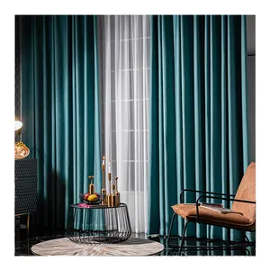 Innermor Wholesale Jacquard Blackout Curtains Bedroom Living Room Solid Color Shade Curtain Fabric Finished Fabric Art