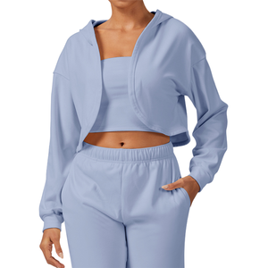 Sweat-shirt de sport en velours pour femme, automne-hiver, transfrontalier, à capuche, pour la course et le fitness, sexy, décontracté, ample et polyvalent - Product Image 1