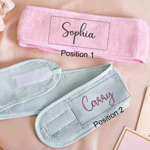 Bandeau ajustable en microfibre personnalisé pour le lavage du visage, le spa, le maquillage – Idéal pour les demoiselles d'honneur et les fêtes - Product Image 2