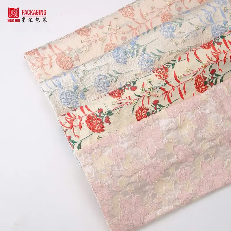 Màu Hồng Jacquard Sakura Vải Nghệ Thuật Vải Hoa Bó Hoa Thêu Nhỏ Thơm Gió Đóng Gói Vải Florist Vật Liệu Tự Làm