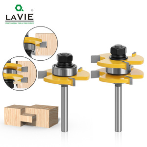 Fresa para madera Lavie en forma de T con vástago de 1/4 y 3 dientes para juntas dentadas - Product Image 1