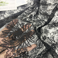 Tissu en dentelle à sequins floraux noirs, maille transparente respirante pour sous-vêtements, robe pour femmes, lingerie, robe de soirée