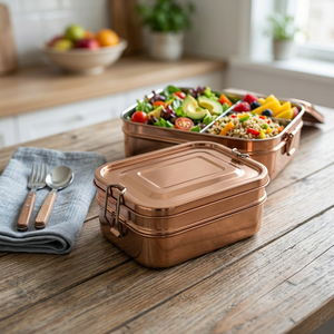 Durable Stainless Steel Rectangle Carved Classic <b>Lunch</b> <b>Box</b> Bento Food Container Freshness Preservation Multiple <b>Compartments</b> - Product Image 5
