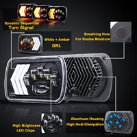 Phares LED noirs H6054 5x7 7x6 pouces, lampe de remplacement à faisceau scellé H4 pour YJ XJ [Approuvé par le DOT]