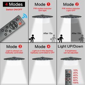 Outdoor Indoor Solar Power <b>Ceiling</b> Shed <b>Light</b> 244 LED 360 Lighting <b>Motion</b> <b>Sensor</b> Pendant <b>Light</b> IP65 Waterproof Dimmable Remote - Product Image 6