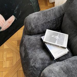 Canapé en mousse haute densité, canapé paresseux compressé, canapé moderne, fauteuil pouf en tissu pelucheux - Product Image 4