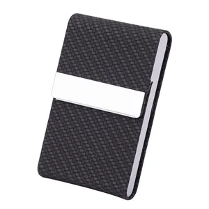 Professional OEM Men & Women Pocket PU Leather Slim name Card Holder Case Magnetic Metal business card holder