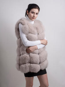 QC8046 Abrigo de piel de Invierno para <span class=keywords><strong>mujer</strong></span> <span class=keywords><strong>Chaleco</strong></span> de piel de zorro real Venta caliente Chalecos y chalecos de <span class=keywords><strong>mujer</strong></span> de talla grande de piel de moda - Product Image 2