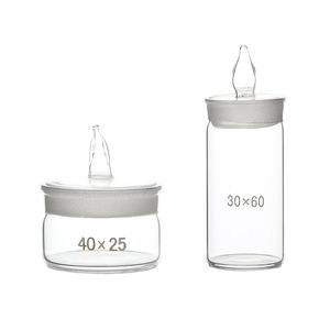 Bouteille de pesée en verre, forme plate et haute, scellée, coupelle de pesée haute, flacon à échantillons, flacon de trempage, verrerie de laboratoire - Product Image 3