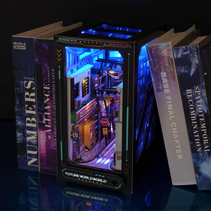 Modèle de bibliothèque maison style <span class=keywords><strong>cyberpunk</strong></span> à assembler soi-même, créatif, 3D, à assembler à la main, vente chaude - Product Image 2