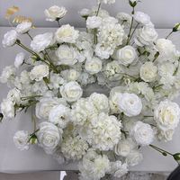 Nika Bruiloft Evenementen Decor Elegant Wit Kunstmatige Ronde Dubbele Cirkel Bloemen Hoepel Bloem Middelpunt Met Plafondroos