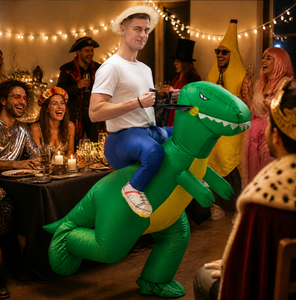 Costume gonflable transfrontalier d'Halloween Tyrannosaurus Rex, accessoire <span class=keywords><strong>de</strong></span> performance amusant pour animaux, costume gonflable <span class=keywords><strong>de</strong></span> dinosaure à chevaucher - Product Image 3