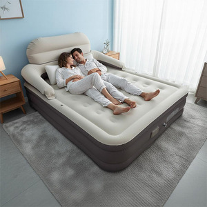 Materasso ad aria matrimoniale Highwin moderno con testiera e pompa a batteria integrata, letto gonfiabile per campeggio all'aperto - Product Image 3