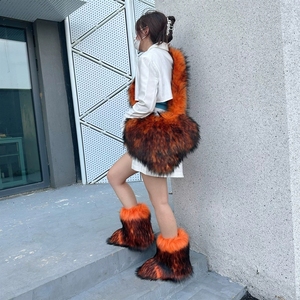 Stivali da Neve Pelosi e Caldi con Borsa <span class=keywords><strong>a</strong></span> Forma di Cuore in Pelliccia Sintetica per Donne - Product Image 4