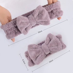 Accessoires pour cheveux : Bandeau turban doux en polaire Carol avec nœud, personnalisé, pour maquillage et spa, pour femmes - Product Image 2