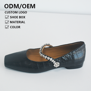 2025 primavera autunno <span class=keywords><strong>eleganti</strong></span> scarpe da donna con tacco basso di design a punta quadrata Casual in vera pelle donna - Product Image 1