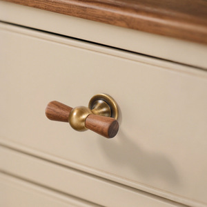 <b>Copper</b> Buff Wood Pull Handle for Antique-Style Cabinet <b>Doors</b> and Drawers Easy Installation Kitchen Use - Product Image 4
