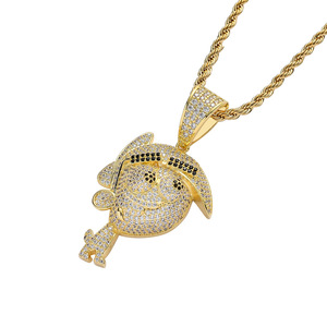 Nuova Collana Hip Hop Europea e Americana con Ciondolo Anime Backfight Family Protagonist Incastonato di Zirconi Accessori Hiphop - Product Image 4