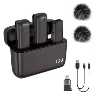 Microphone cravate sans fil K13 avec affichage numérique, étui de charge, réduction de bruit, lumières LED, enregistrement haute définition - Product Image 1