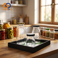 Nouvelle bouteille en verre noire et or de 150 ml avec bouchon à vis en métal transparent, vide, pour jus, boisson, lait, 100 ml, 200 ml, 250 ml, 500 ml, 1000 ml