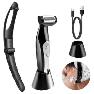 Tondeuse corporelle détachable avec corps pliable pour rangement, rasoir dorsal rechargeable Type-C avec base de charge - Product Image 6