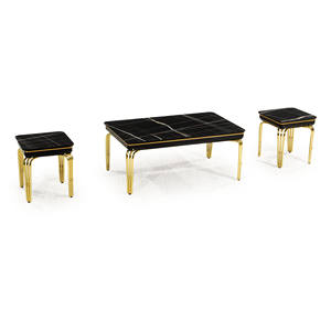 Mesa de Centro de Metal y MDF Zumrut con Superficie Laminada, Diseño Moderno y Antiguo, Muebles para el Hogar, Oficina y Hotel - Product Image 2