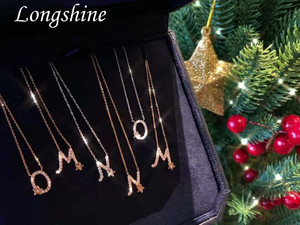 เครื่องประดับคริสต์มาสที่กำหนดเองสร้อยคอตัวอักษรดาวรูป18พันสร้อยคอทอง - Product Image 6