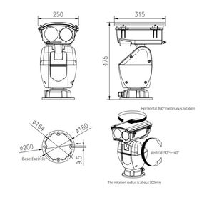 Caméra thermique infrarouge PTZ longue portée jour/nuit 640x512 IR pour la sécurité des frontières, aéroports, villes, mines, champs pétrolifères et forêts - Product Image 6
