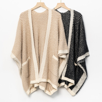 Damen Vintage gestreifte Faux Nerz Cardigan Hot Sale Open Front Strick pullover
