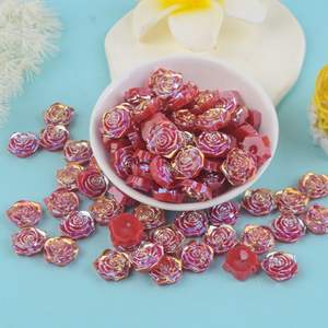 Parlak silikon boncuk toptan 17mm gül akrilik plastik Perspex boncuk düz alt akrilik dağınık boncuklar - Product Image 3