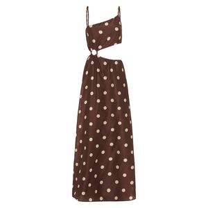 <span class=keywords><strong>2023</strong></span> <span class=keywords><strong>printemps</strong></span> et été soie et coton élégant femmes nouvelle mode impression haut jarretelle Peplum découpé Maxi robes costume - Product Image 5