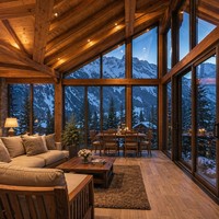 Villa et hôtel modernes, véranda en verre quatre saisons avec toit isolé thermiquement et structure en alliage d'aluminium, couleur bois personnalisée