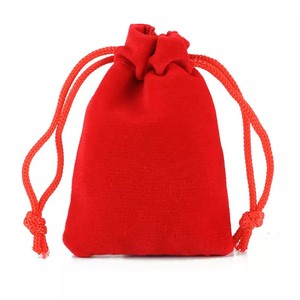 Sac à bijoux en velours de coton imprimé avec logo personnalisé, emballage cadeau en velours doux, pochette à cordon, sac promotionnel en velours - Product Image 3