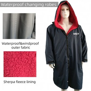 Poncho de surf imperméable avec doublure en polaire Sherpa, coupe ample, coupe-vent, pour la <span class=keywords><strong>natation</strong></span>, robe de change imperméable pour l'hiver - Product Image 4